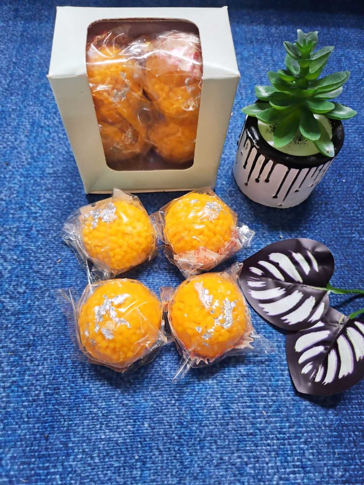 Fragrance Candle - 4 Pcs Laddu (Indian Sweet)