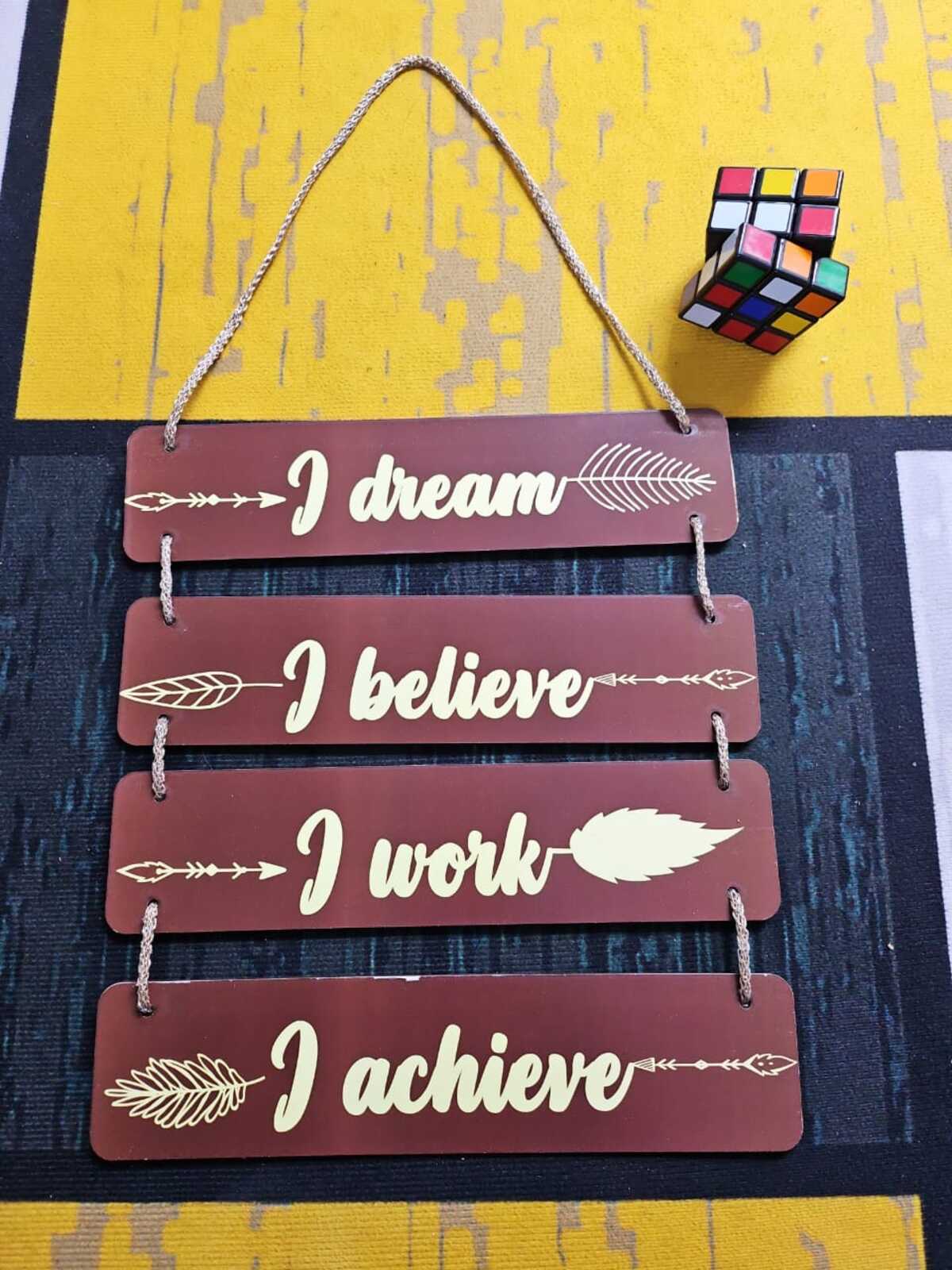 Motivational Wooden Wall Hanging – 4 & 5 Layer (Random Colors & Words)