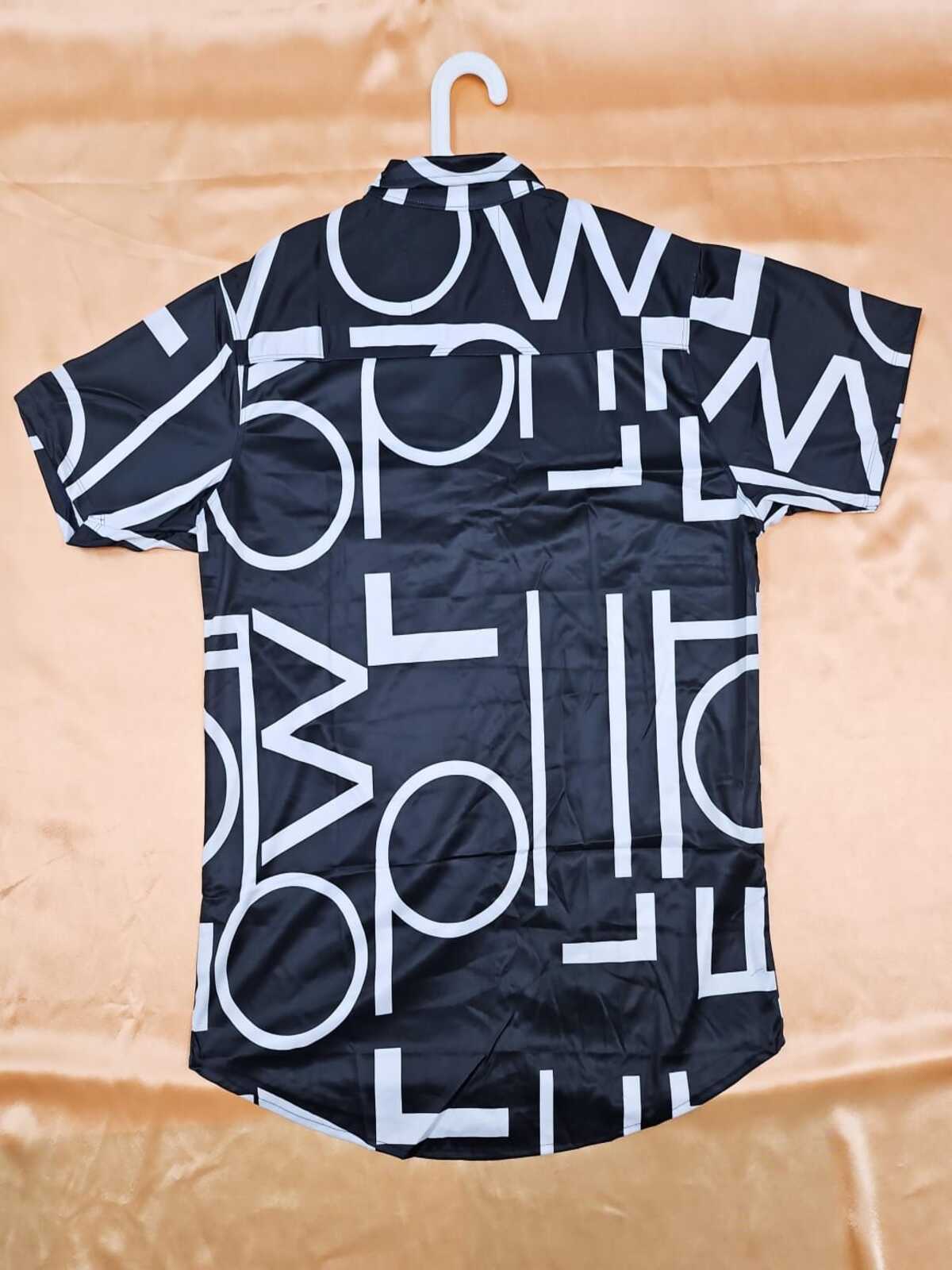Men's Shirt - Printed Lycra Shirt (Light Blue & Black)