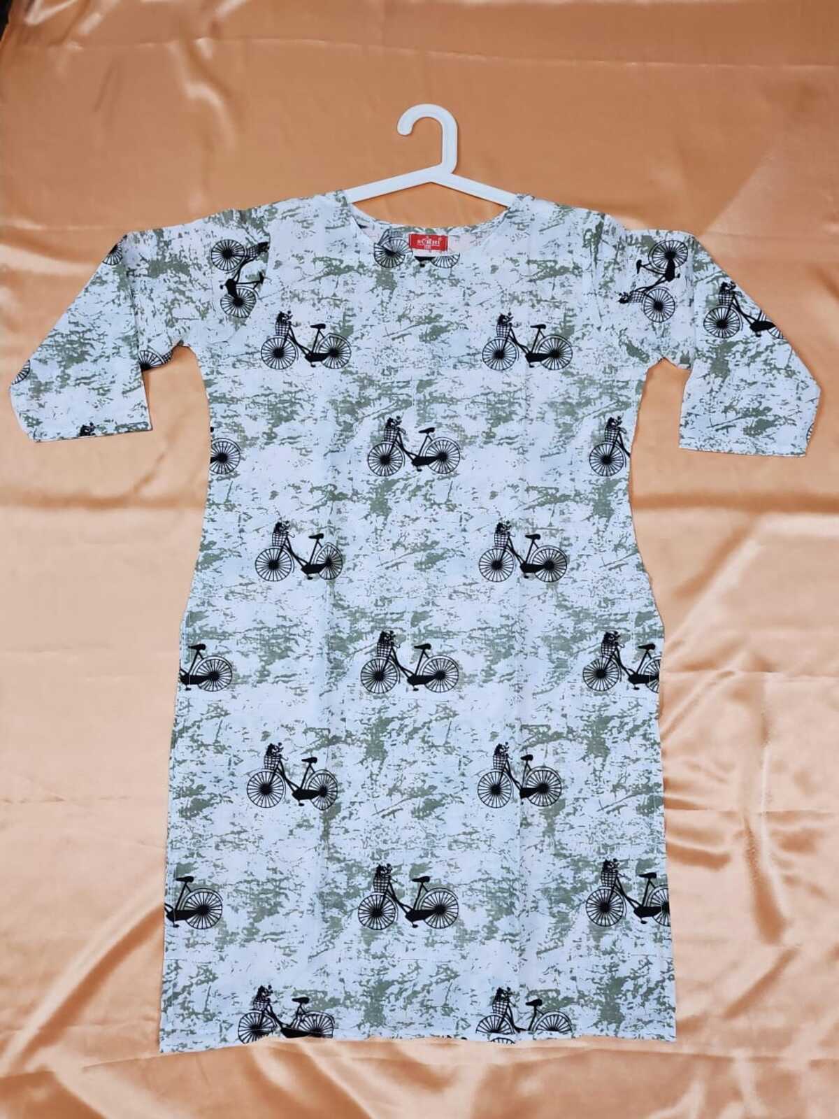 Women's Kurti - Printed Bicycle Pattern