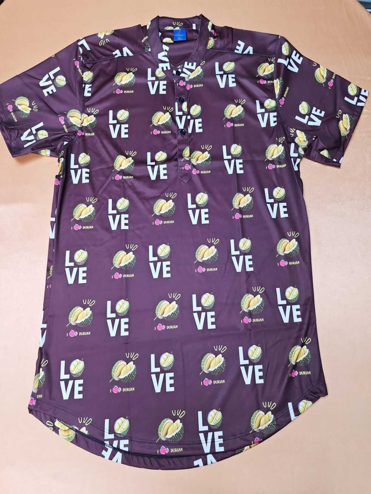 Men's Shirt - I Love Durian (Black & Purple)