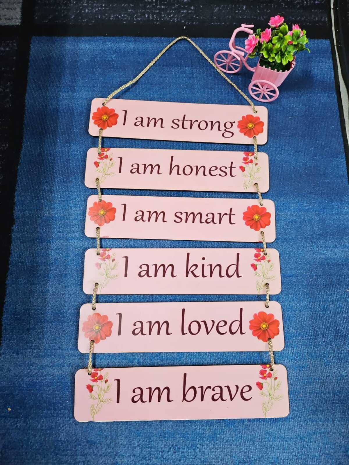 Motivational Wooden Wall Hanging – 6 Layer (Random Colors & Words)