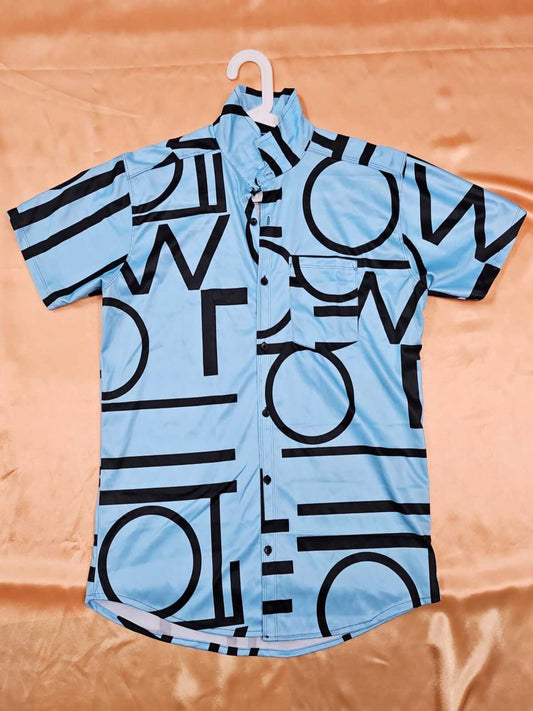Men's Shirt - Printed Lycra Shirt (Light Blue & Black)
