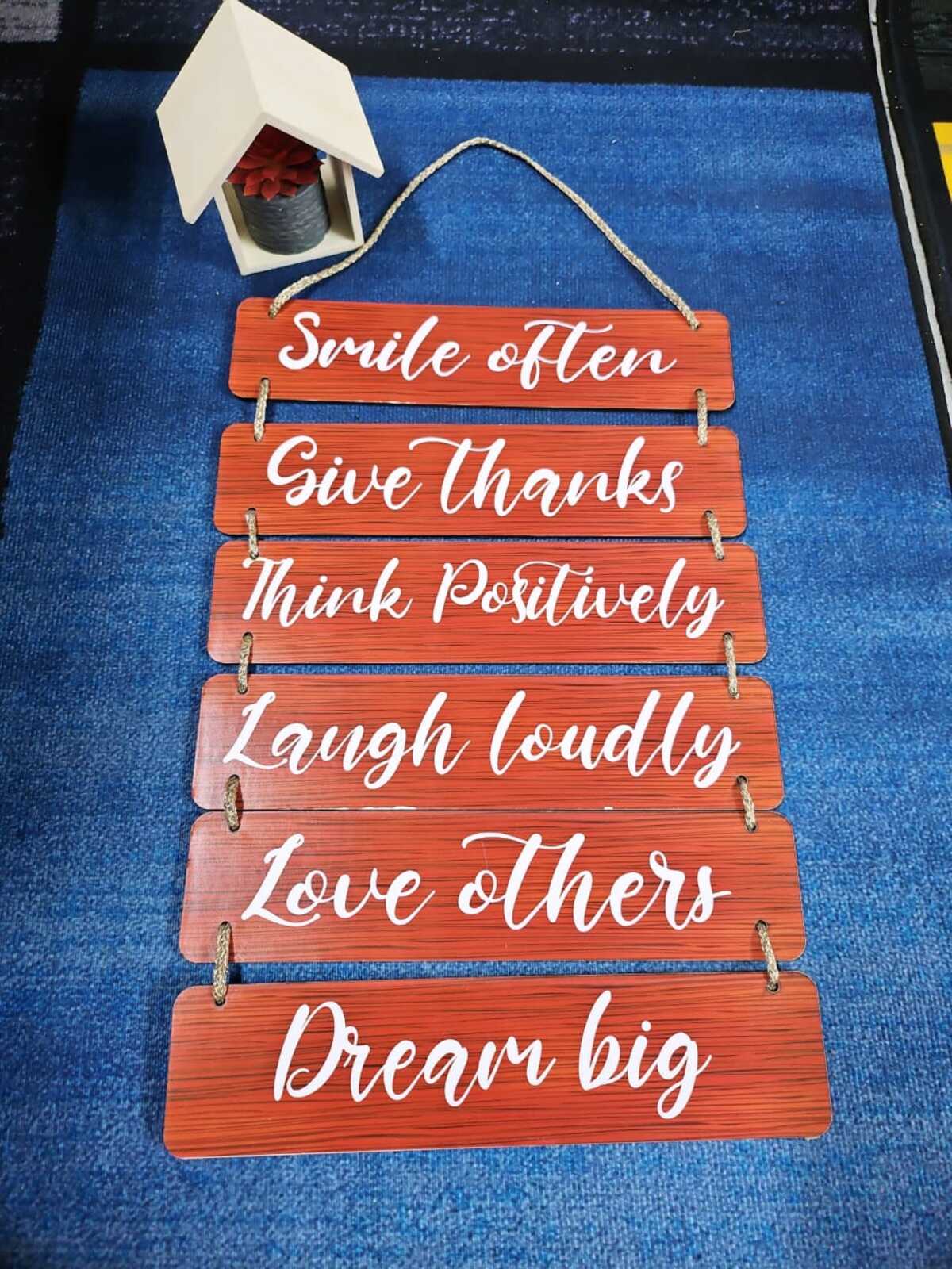 Motivational Wooden Wall Hanging – 6 Layer (Random Colors & Words)