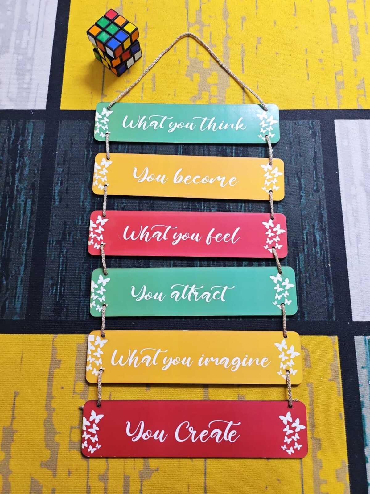 Motivational Wooden Wall Hanging – 6 Layer (Random Colors & Words)
