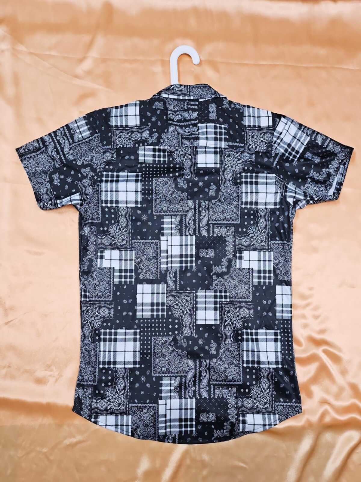 Men's Shirt - Printed Shirt (Black & White)