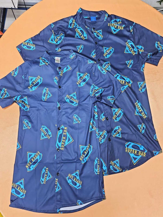 Combo Super Dad Super Son Shirt (Blue & Black)