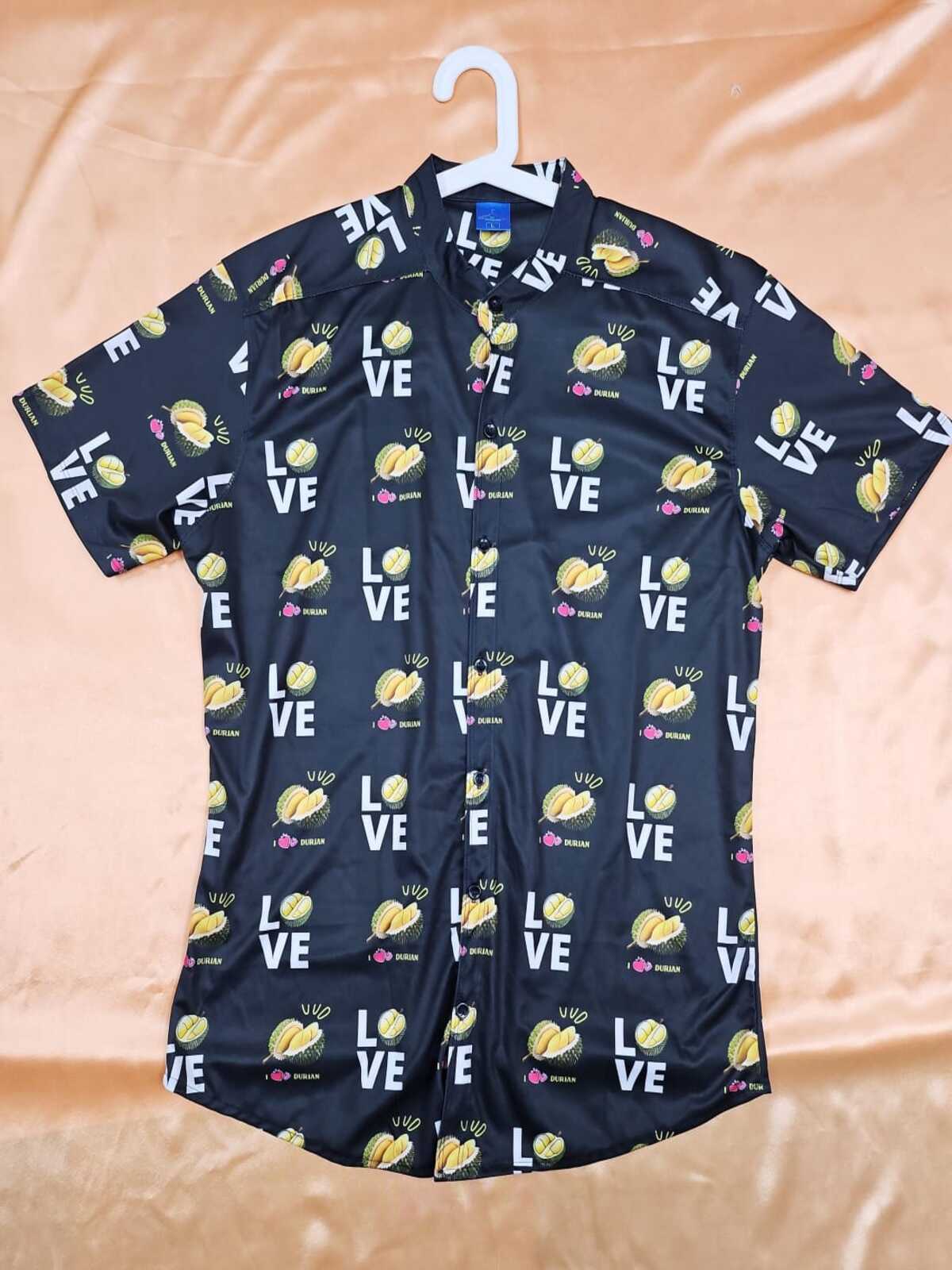Men's Shirt - I Love Durian (Black & Purple)