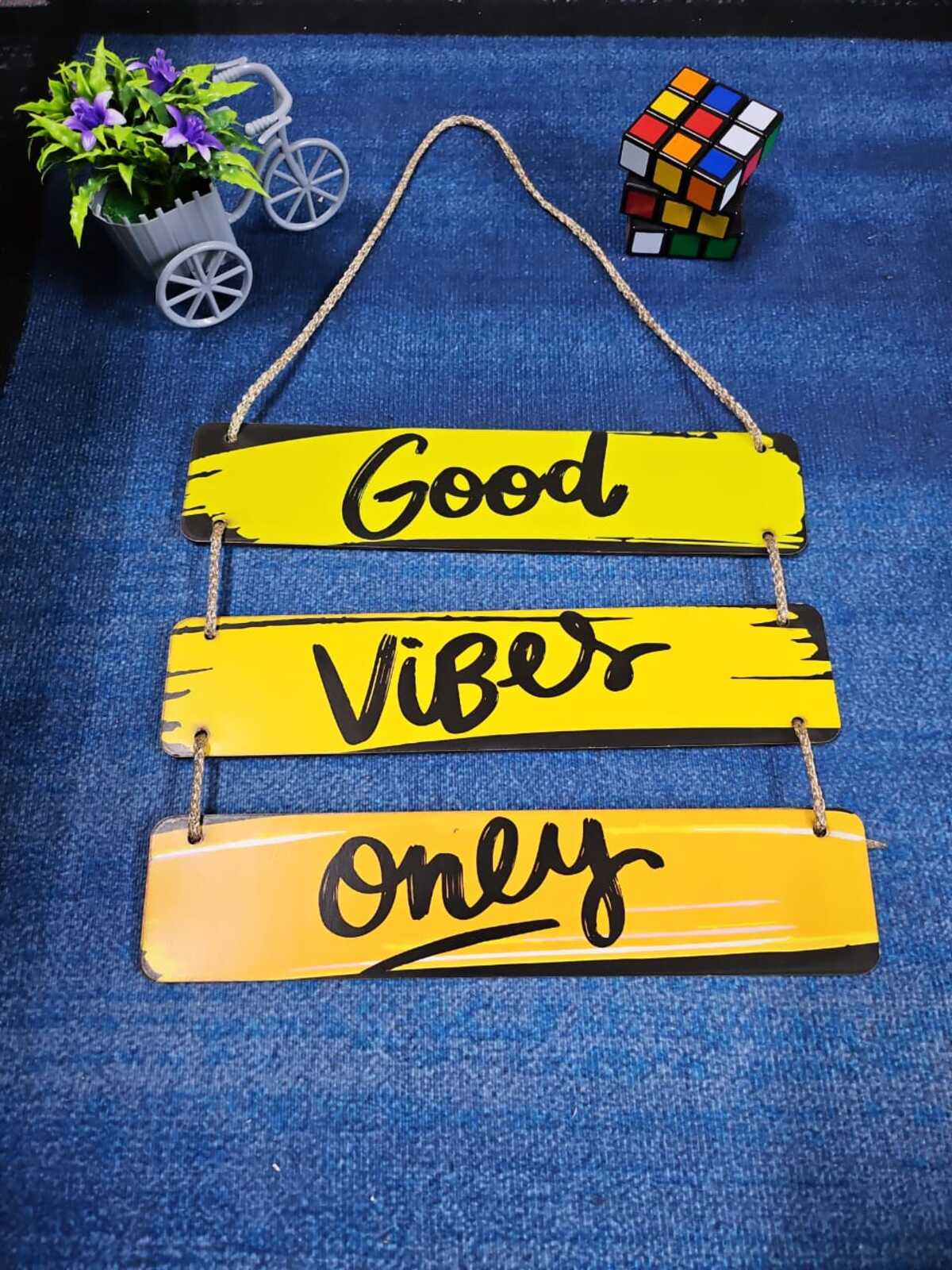 Motivational Wooden Wall Hanging – 3 Layer (Random Colors & Words)