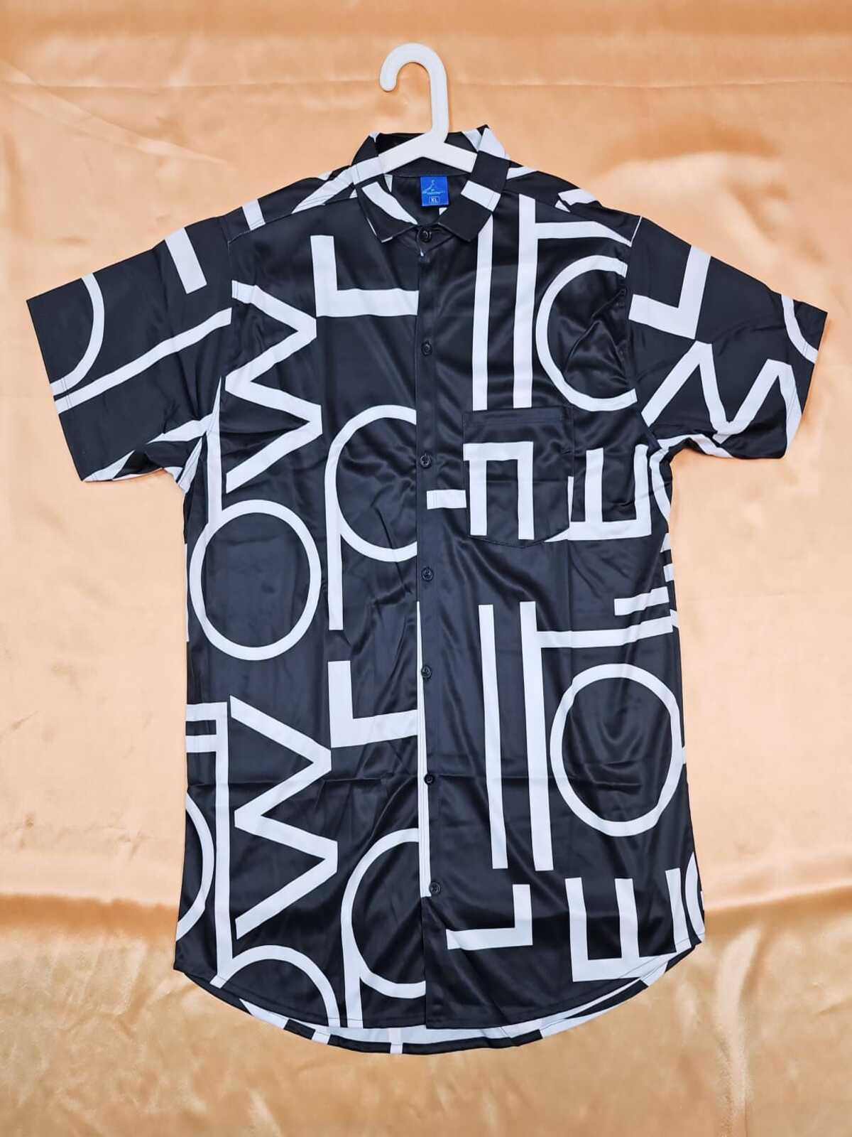 Men's Shirt - Printed Lycra Shirt (Light Blue & Black)